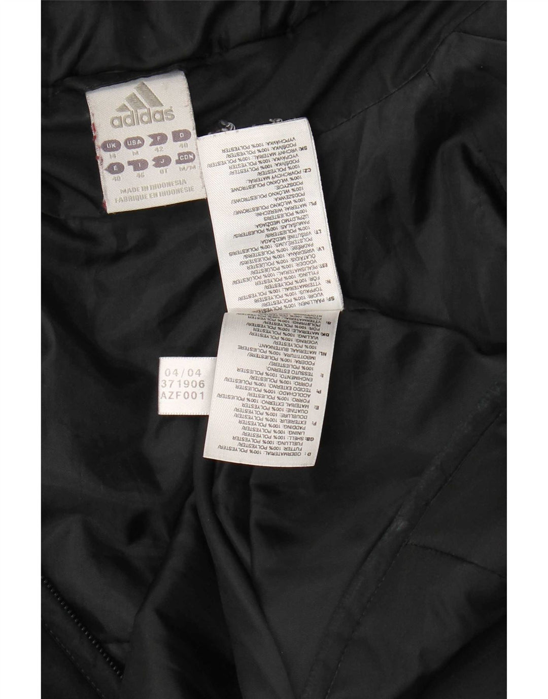 Casaco acolchoado com capuz feminino Adidas UK 14 poliéster preto médio