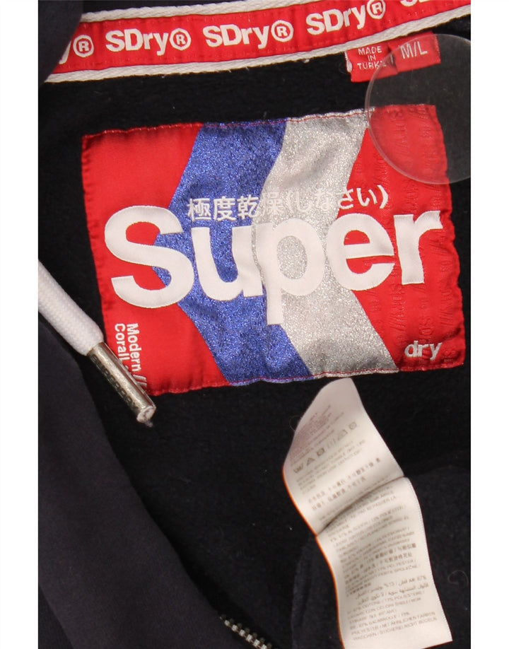 Superdry Mens Graphic Oversized Zip Hoodie Sweater Reino Unido 14 Médio Azul Marinho