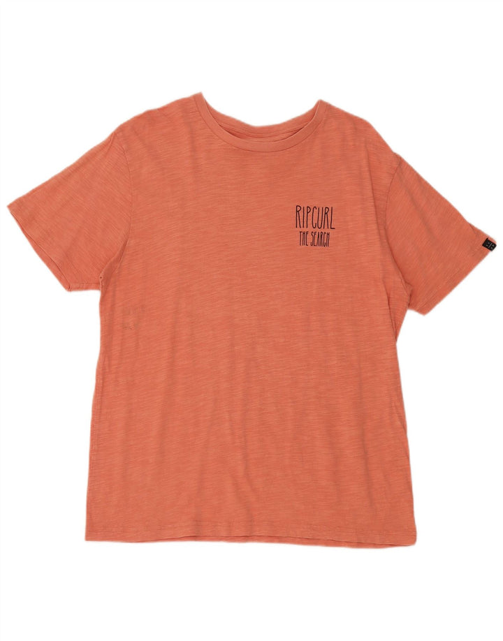 Camiseta masculina Rip Curl com estampa gráfica grande de algodão laranja