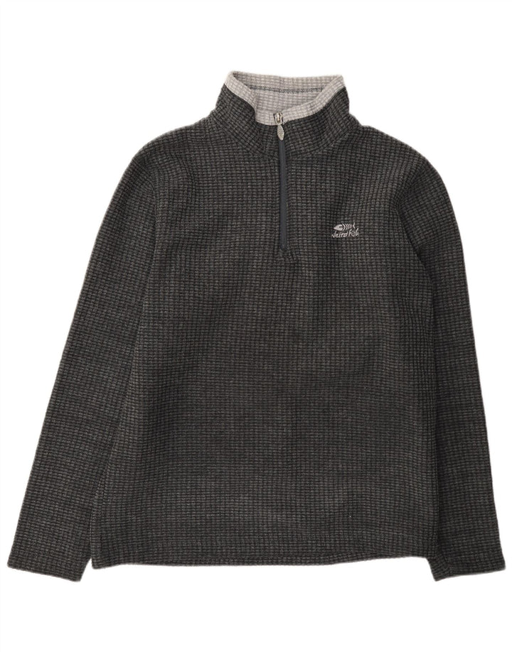 Weird Fish Masculino Zip Neck Fleece Jumper Cinza Médio Colourblock Poliéster