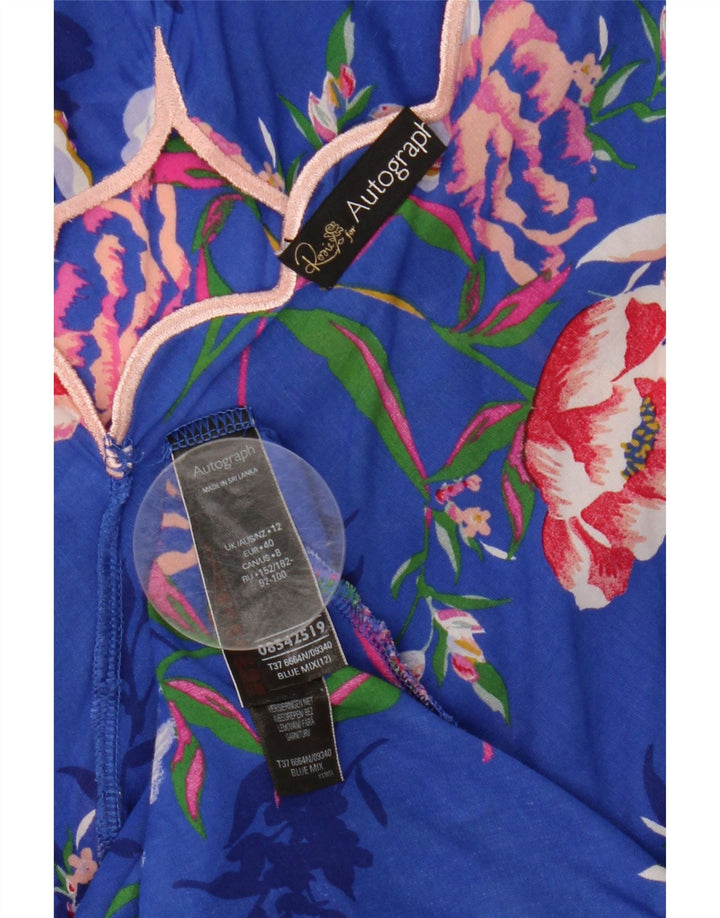 Vestido de verão feminino Marks & Spencer Autograph UK 12 médio azul floral