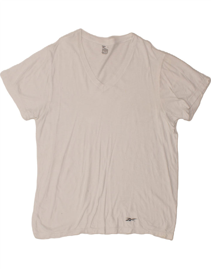 REEBOK Mens T-Shirt Top Large White Cotton Vintage Reebok and Second-Hand Reebok from Messina Hembry 