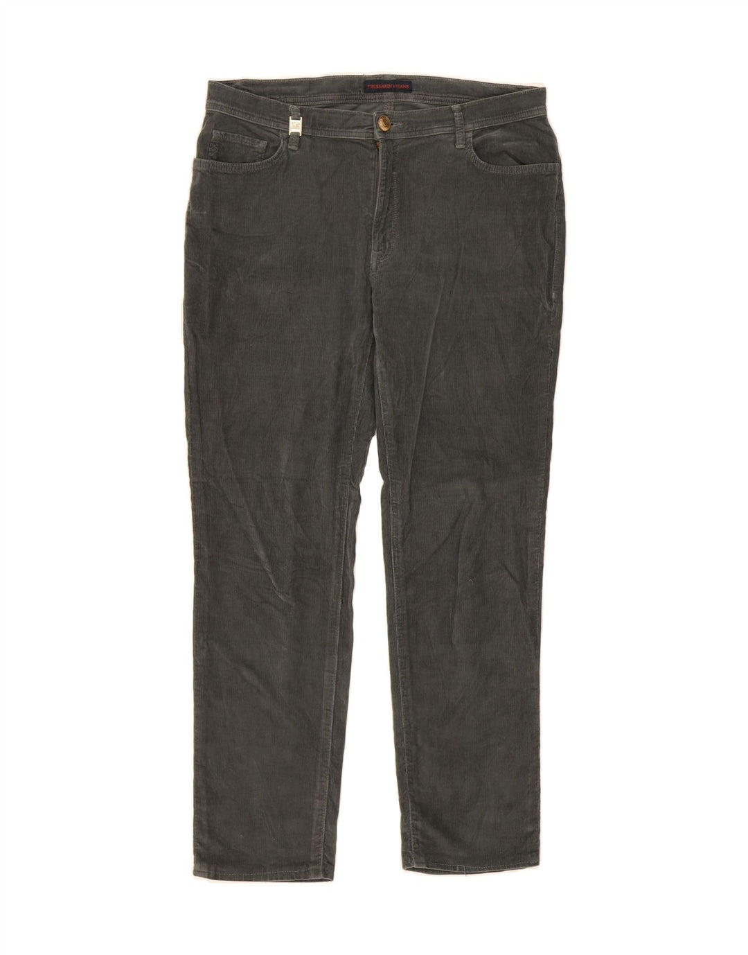 TRUSSARDI Womens Slim Corduroy Trousers W33 L28  Grey Vintage Trussardi and Second-Hand Trussardi from Messina Hembry 