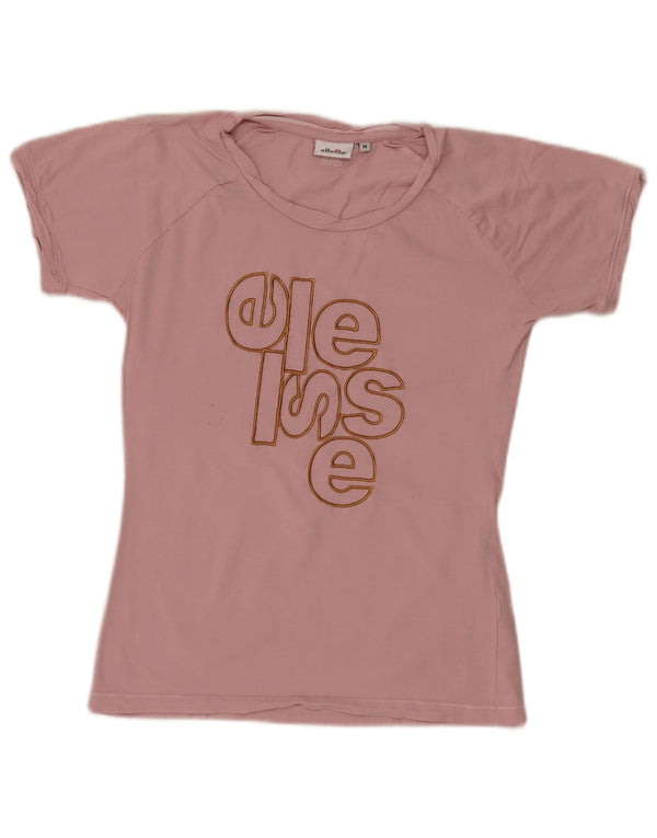 Camiseta feminina Ellesse com estampa gráfica UK 12 algodão rosa médio