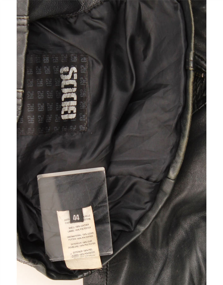 Jaqueta de couro feminina vintage IT 44 couro preto médio