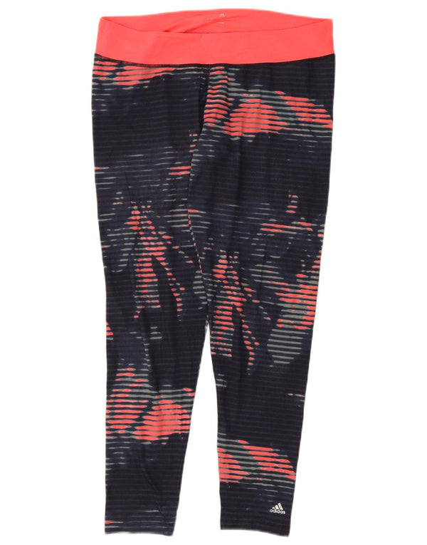 ADIDAS Womens Climalite Leggings UK 16/18 Grande Azul Marinho Floral