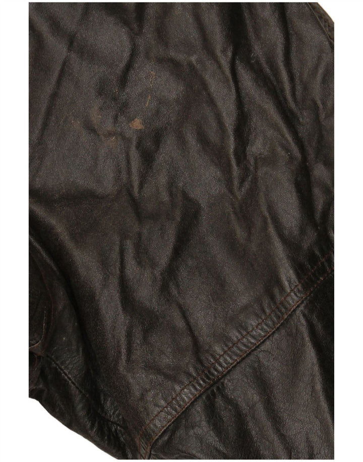 Casaco feminino VINTAGE de couro com peito duplo EU 38 couro marrom médio