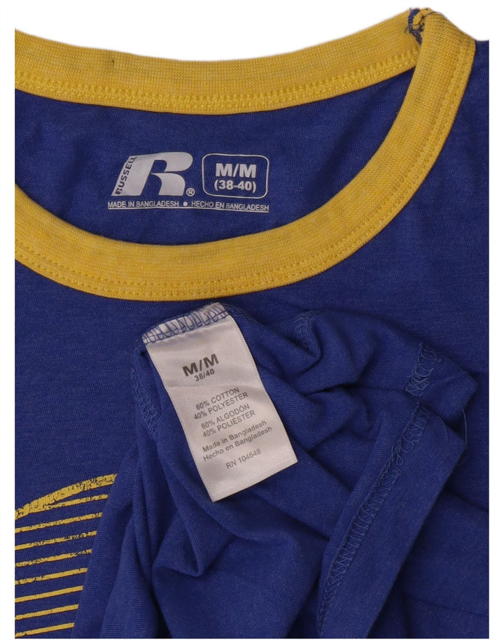 Russell Athletic Camiseta masculina gráfica Top médio algodão azul