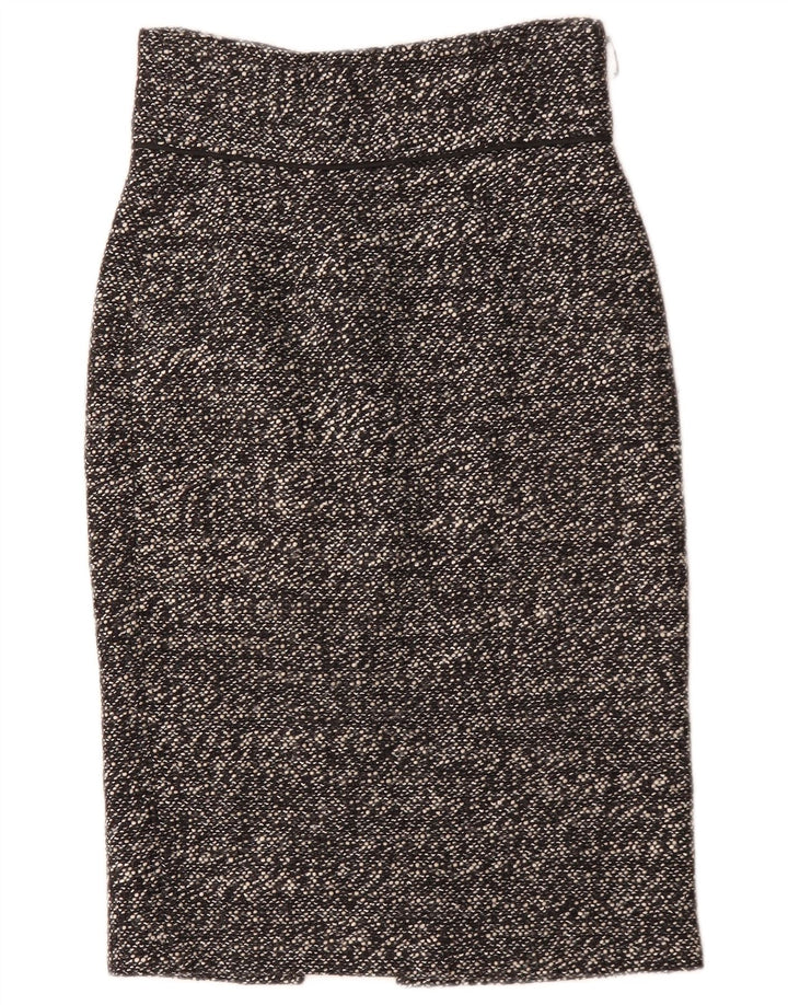 Saia lápis feminina Zara pequena W26 acrílico manchado preto