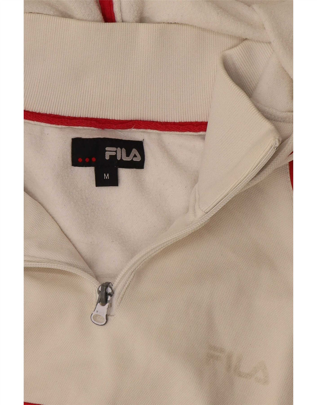 Suéter masculino Fila com capuz gráfico com zíper e gola média branco