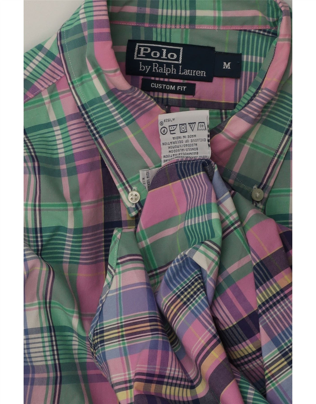 Camisa polo Ralph Lauren masculina de ajuste personalizado, algodão xadrez médio multicolorido