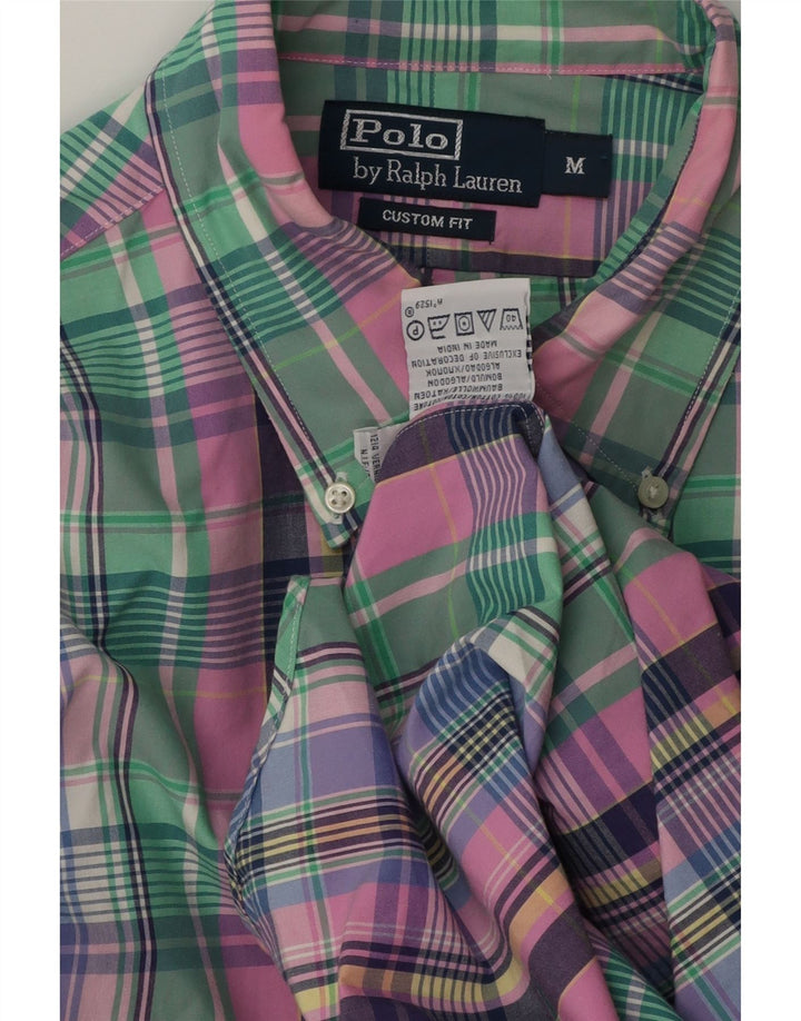 Camisa polo Ralph Lauren masculina de ajuste personalizado, algodão xadrez médio multicolorido