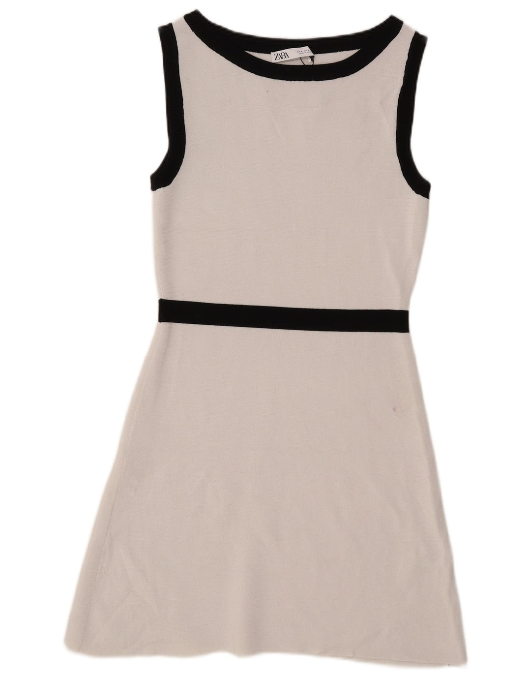 Vestido feminino Zara sem mangas evasê UK 14 médio branco viscose