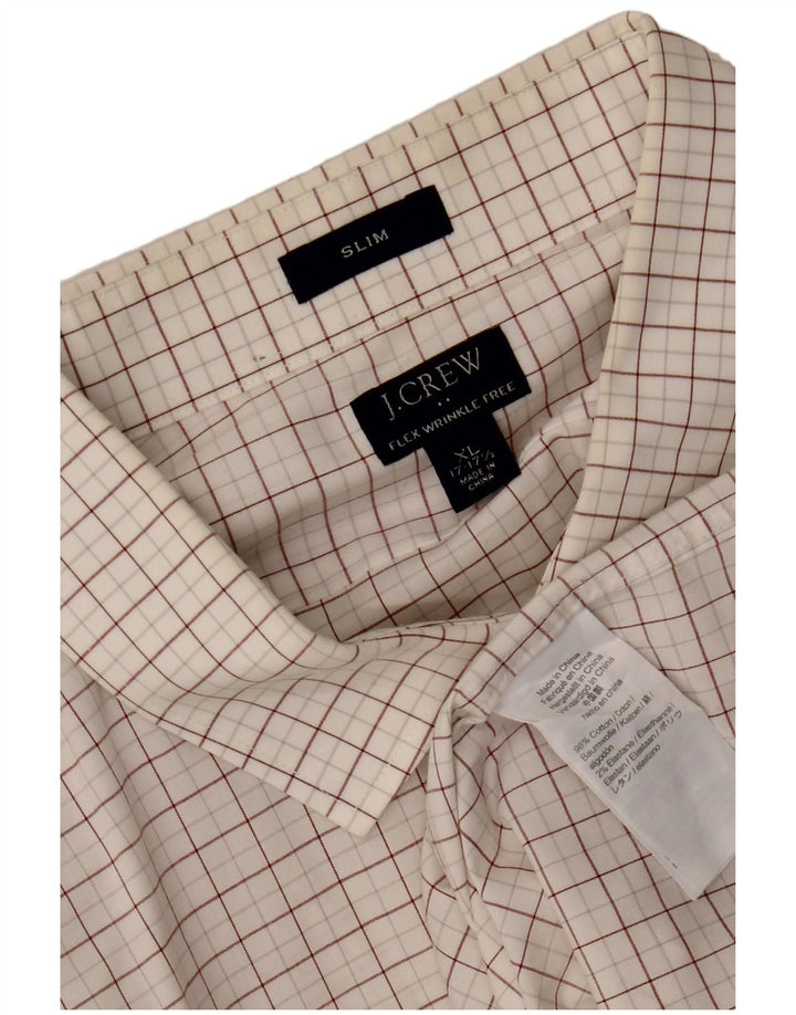 J. CREW Camisa masculina slim tamanho 17 1/2 XL algodão xadrez branco