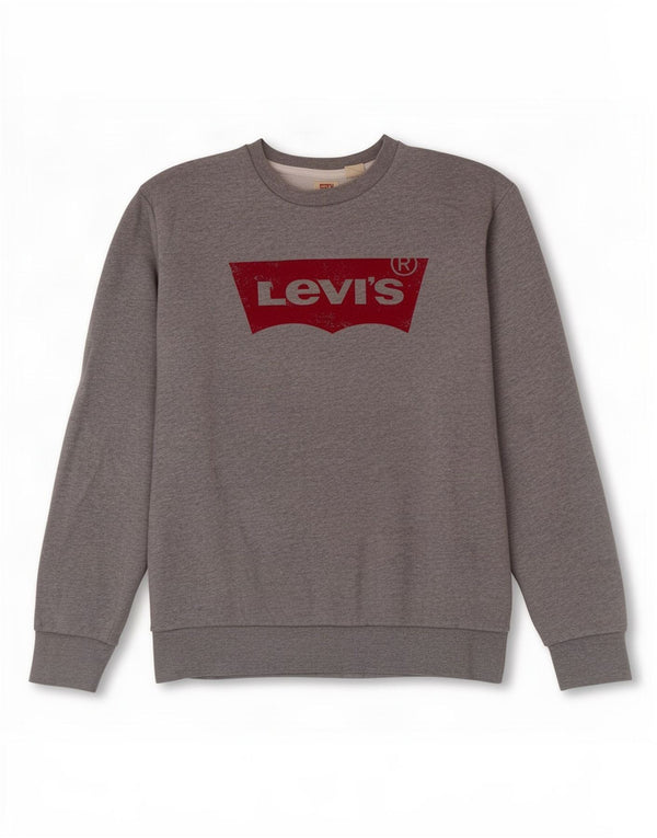 Levi's moletom gráfico masculino jumper pequeno algodão cinza