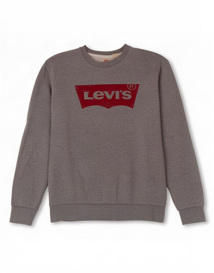 Levi's moletom gráfico masculino jumper pequeno algodão cinza