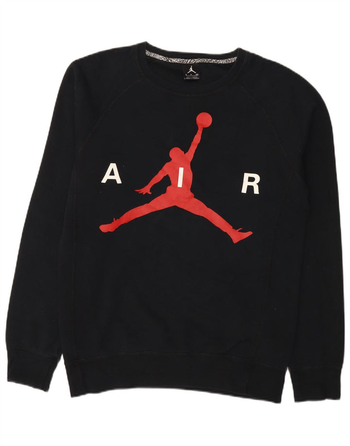 Jordan Mens Graphic Moletom Jumper Pequeno Algodão Preto