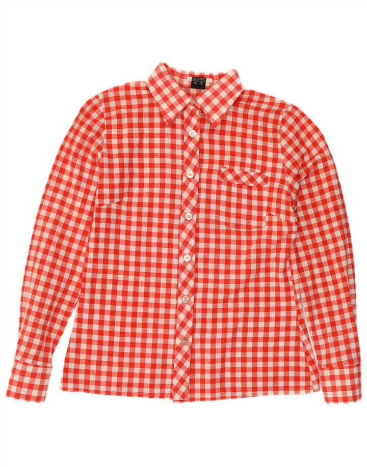 Camisa feminina SCALA UK 10 pequena algodão guingão vermelho
