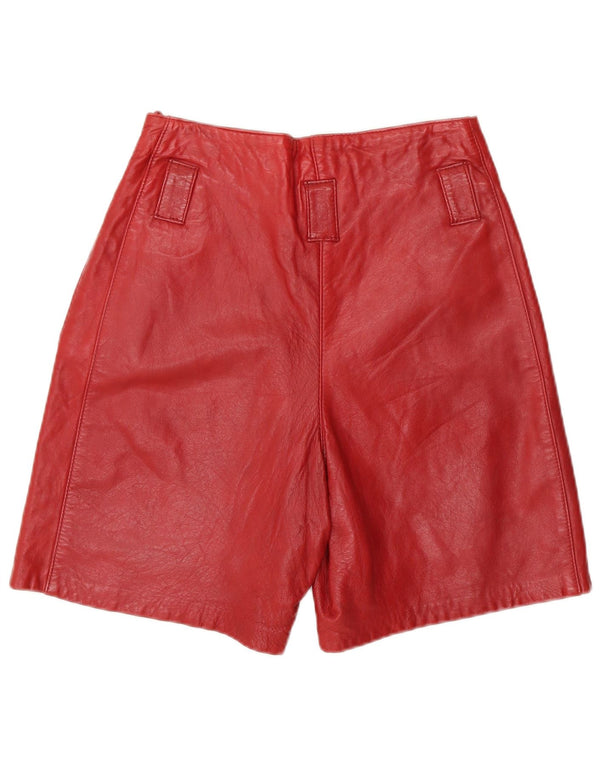 Shorts casuais de couro de cintura alta para mulheres vintage IT 38 XS W26 couro vermelho