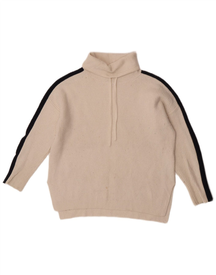 Suéter feminino The White Company com gola redonda Reino Unido 14 médio branco