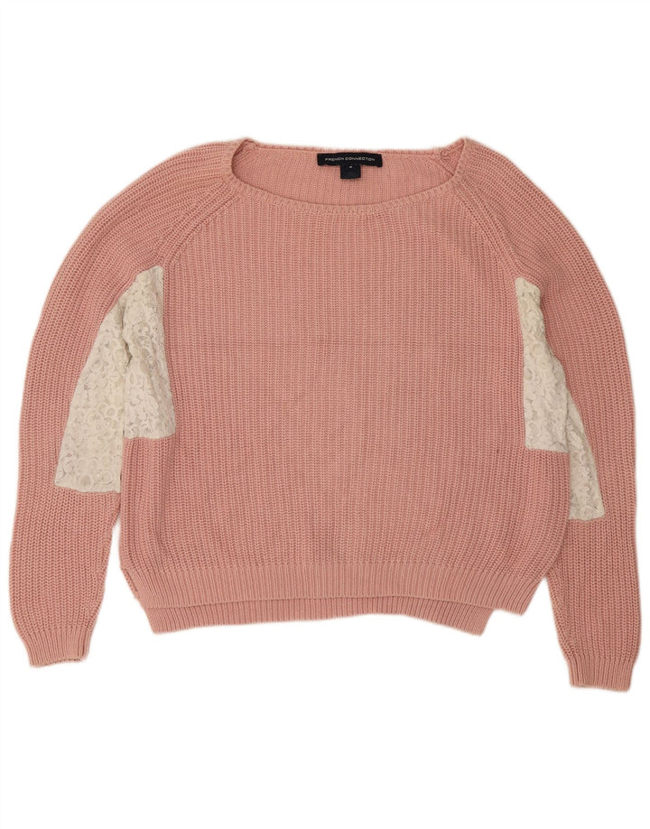 Suéter feminino French Connection com gola canoa Reino Unido 14 rosa médio