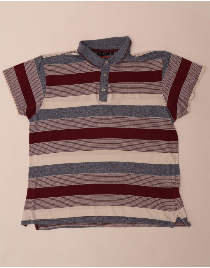Camisa polo masculina Pierre Cardin Regular Fit grande listrada multicolorida