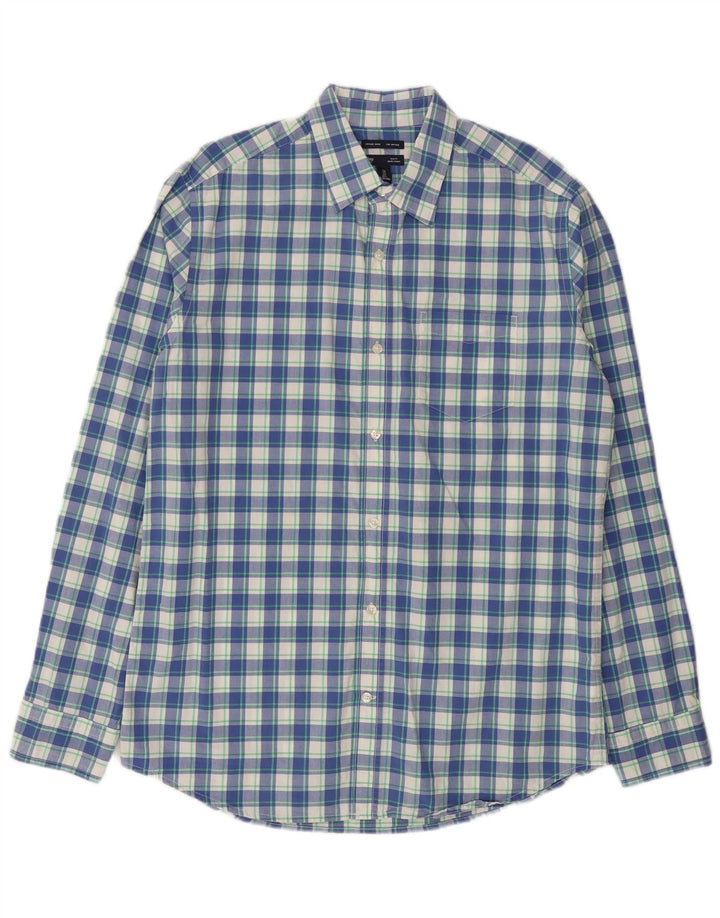 Camisa masculina slim fit Gap grande algodão xadrez azul