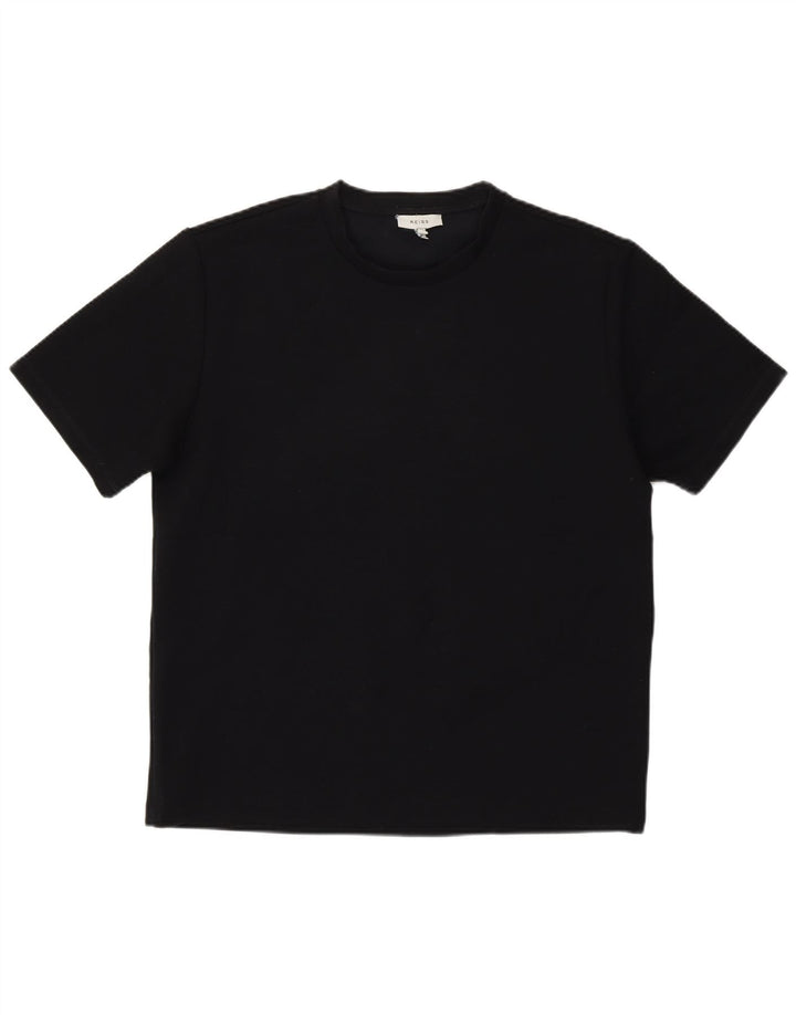 Camiseta feminina Reiss Top UK 12 poliéster preto médio
