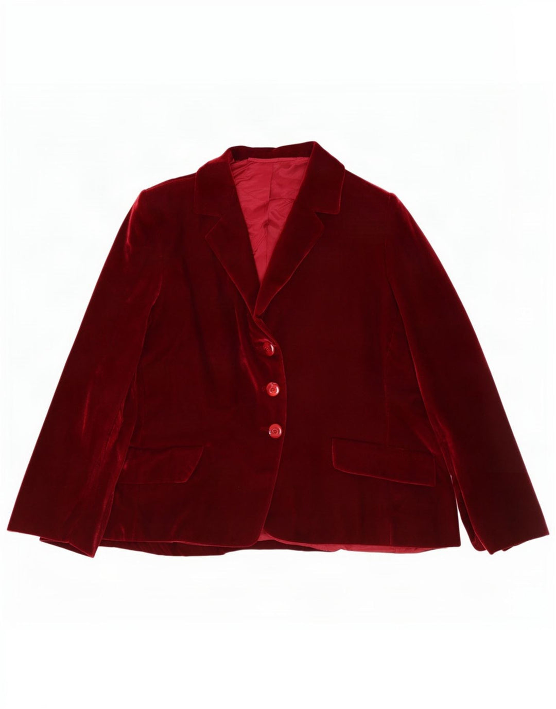 Jaqueta blazer feminina vintage de veludo com 3 botões Reino Unido 12 Médio Borgonha