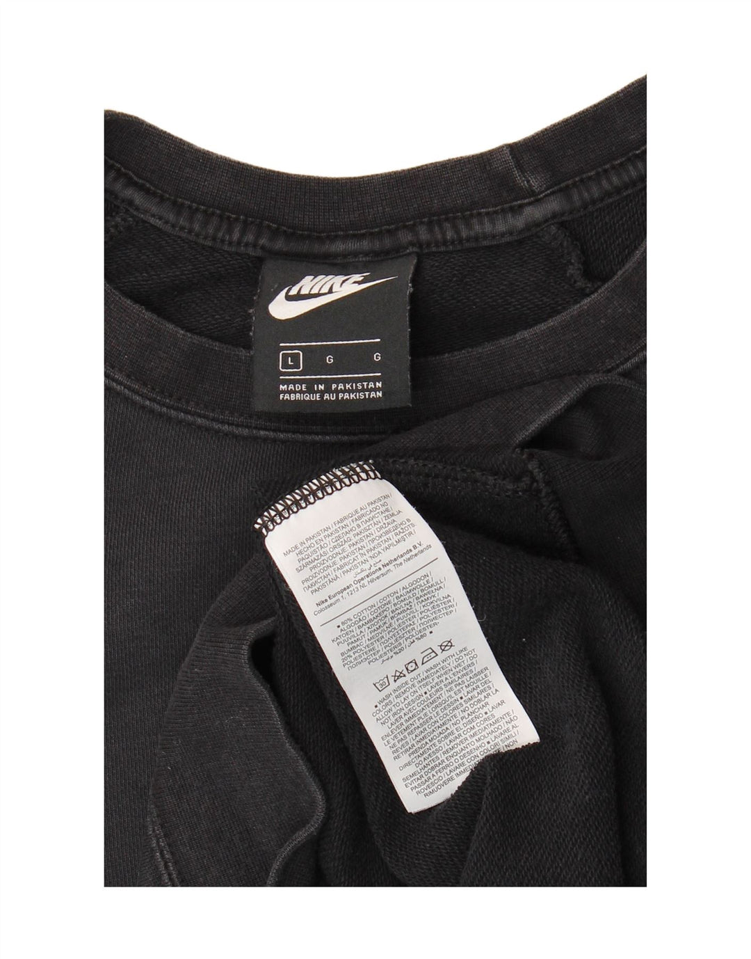 NIKE Womens Oversized Sweatshirt Jumper UK 16 Grande Algodão Preto