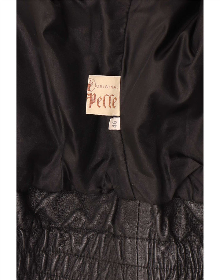 Jaqueta de couro masculina vintage IT 46 pequeno motociclista preto