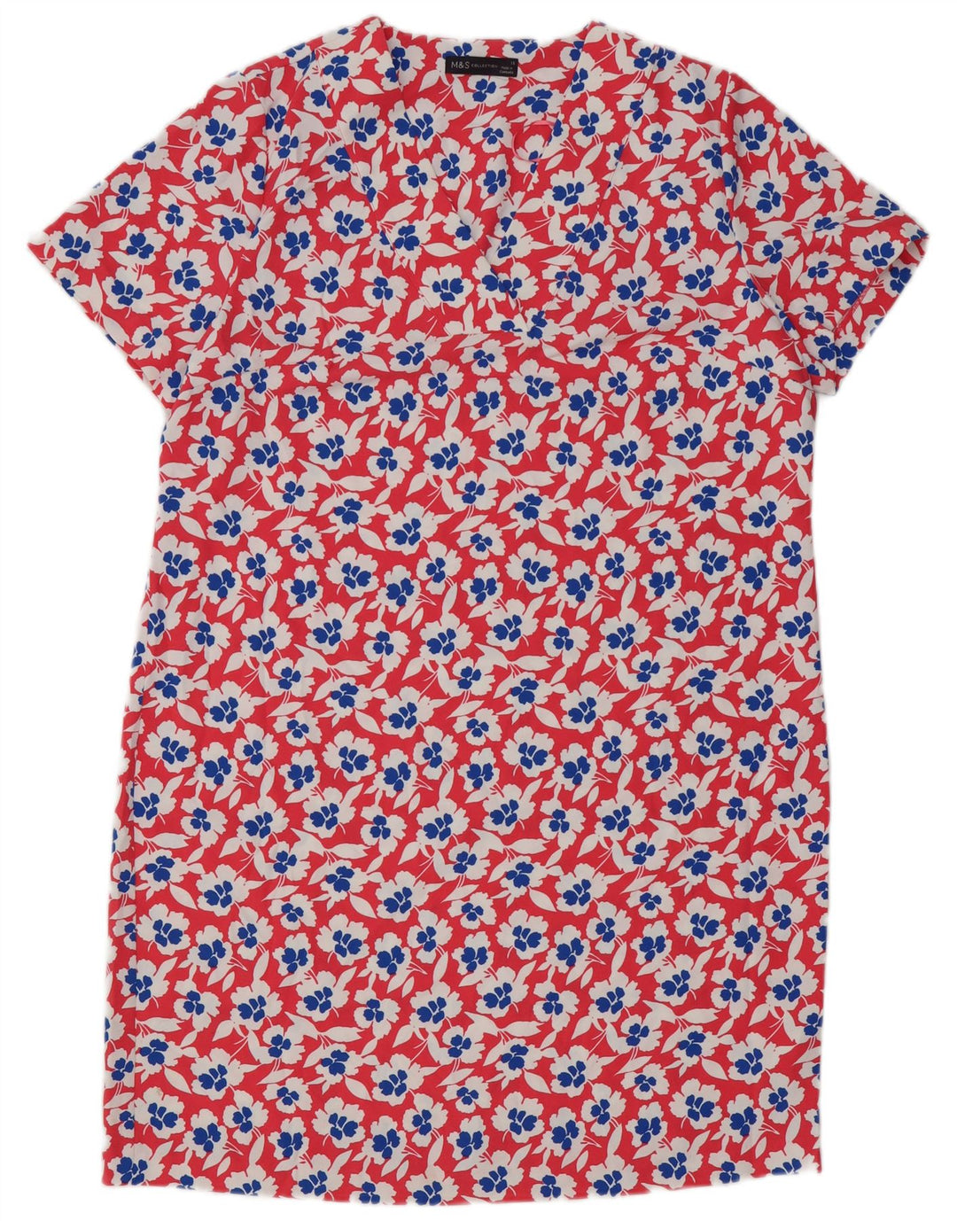 Vestido feminino Marks & Spencer UK 16 grande poliéster floral vermelho
