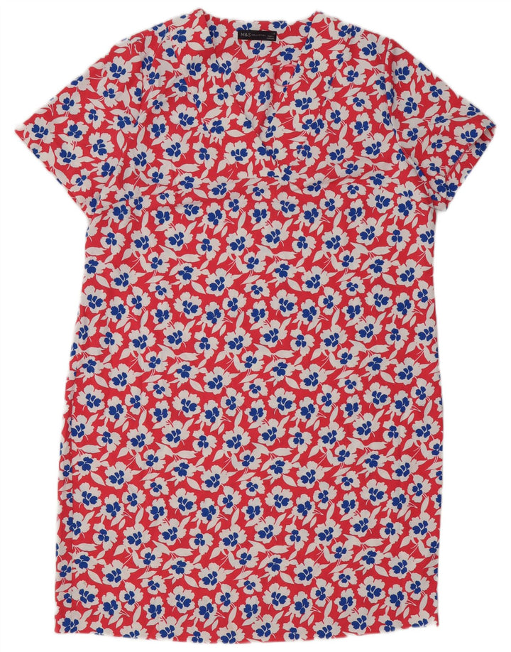 Vestido feminino Marks & Spencer UK 16 grande poliéster floral vermelho