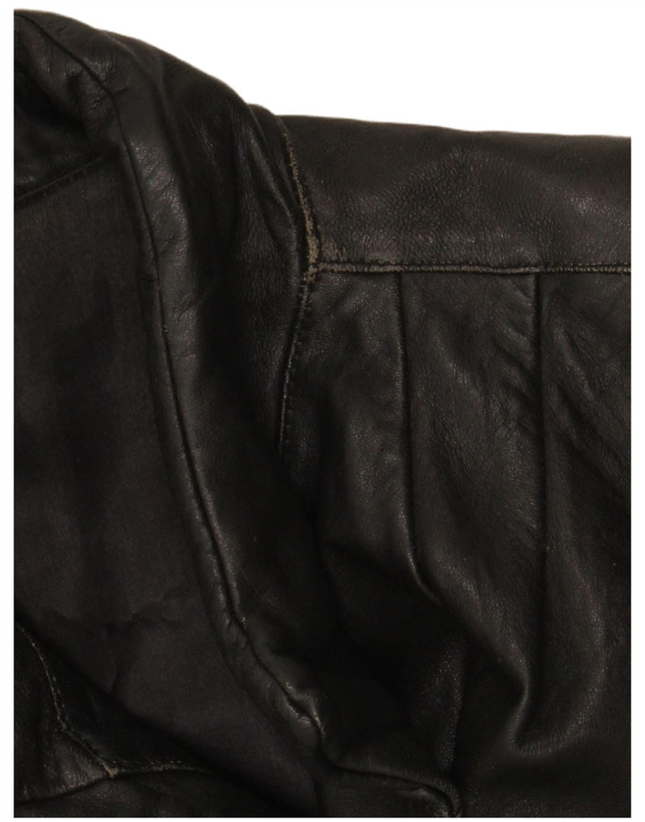 Casaco de couro feminino vintage IT 46 grande couro preto