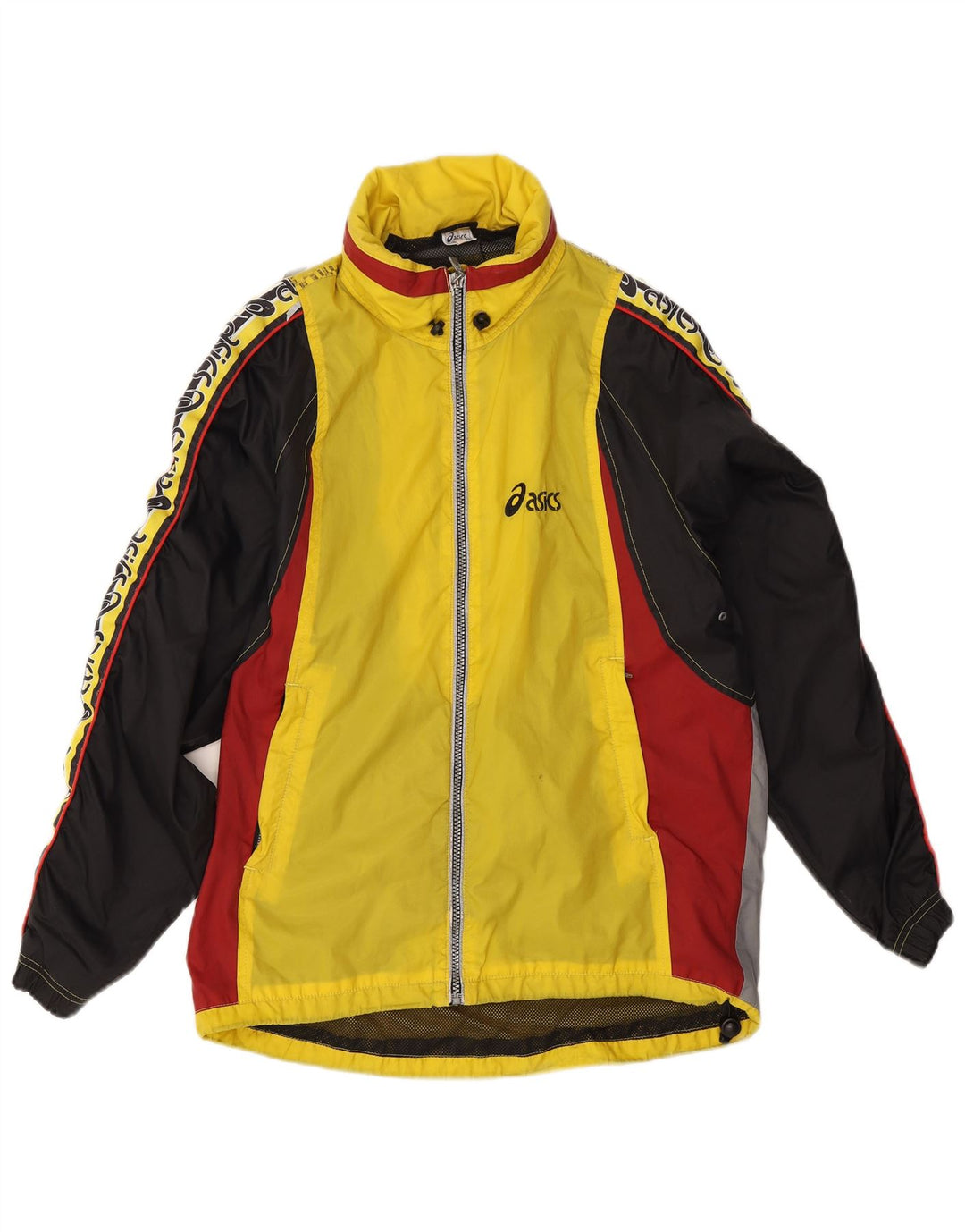 Jaqueta de chuva masculina Asics Graphic UK 38 bloco colorido amarelo médio