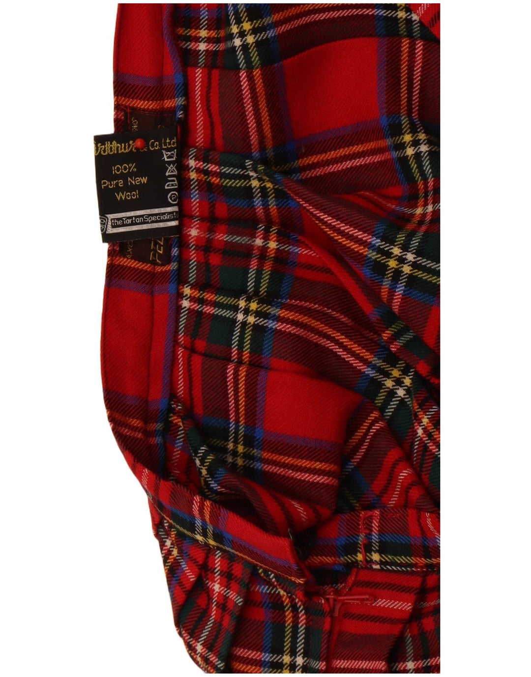 Mini saia plissada feminina vintage IT 44 médio W26 xadrez vermelho lã nova