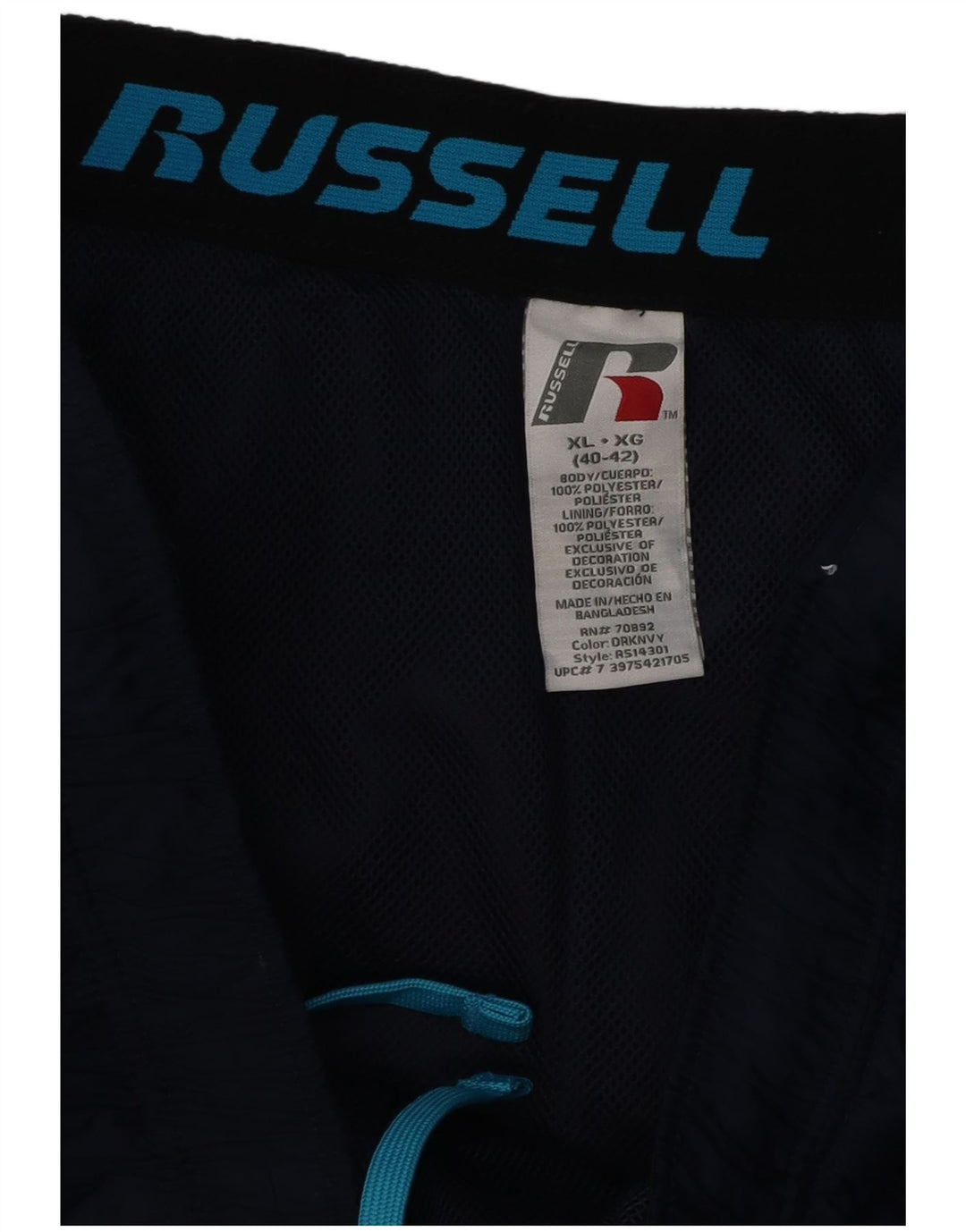 Calça de treino masculina RUSSELL ATLÉTICA XL azul marinho poliéster