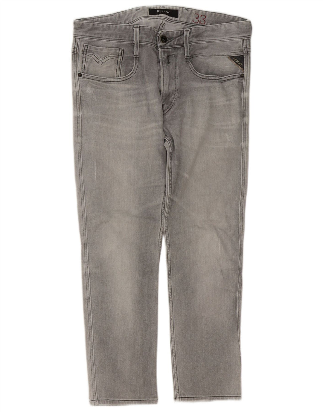 Replay Jeans Slim Masculino Distressed W33 L27 Cinza