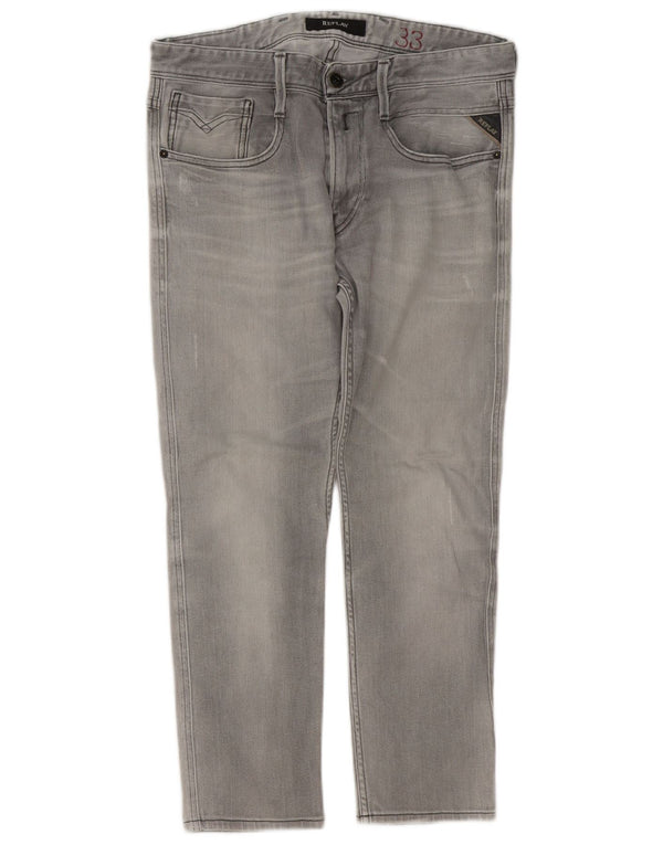 Replay Jeans Slim Masculino Distressed W33 L27 Cinza