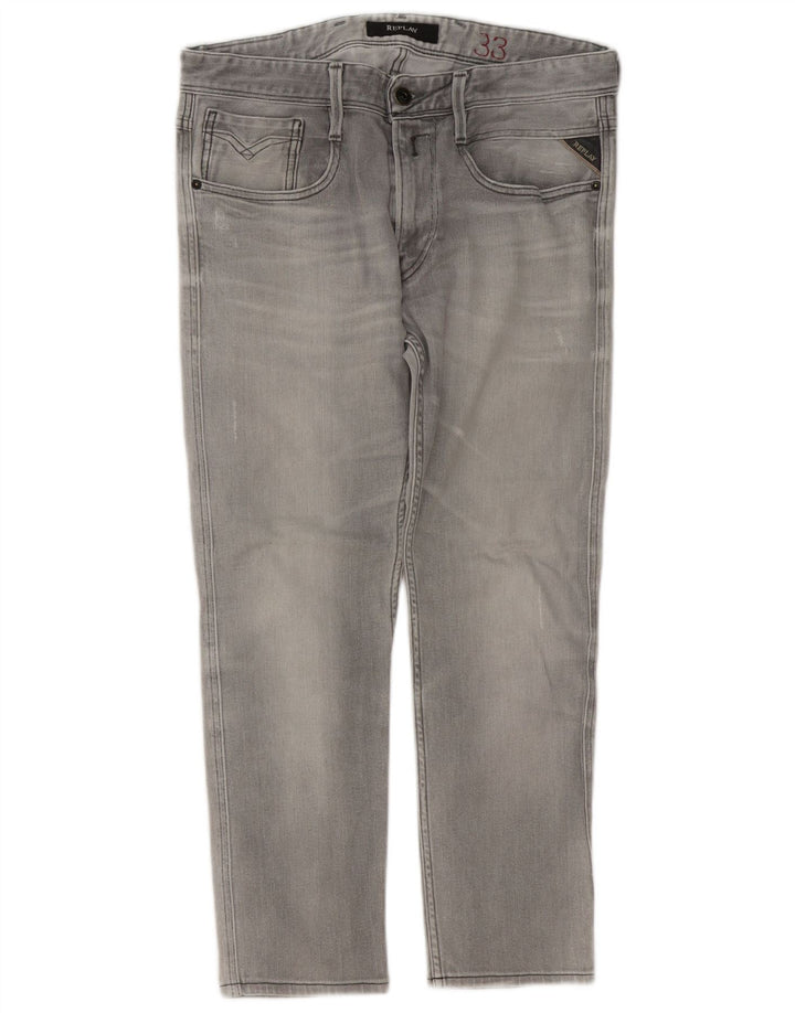 Replay Jeans Slim Masculino Distressed W33 L27 Cinza
