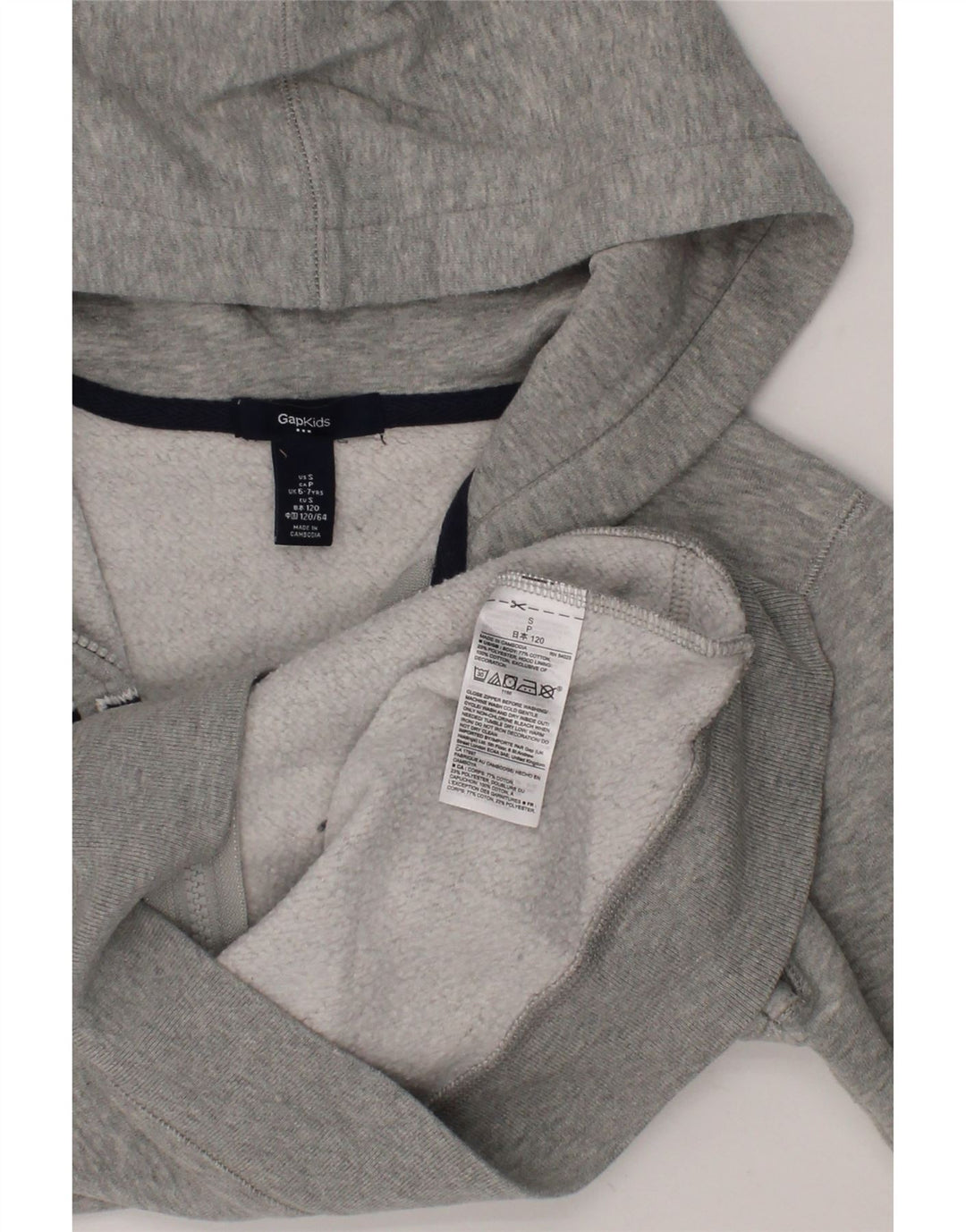 GAP Girls Graphic Zip Hoodie Sweater 6-7 Years Grey Cotton Vintage Gap and Second-Hand Gap from Messina Hembry 