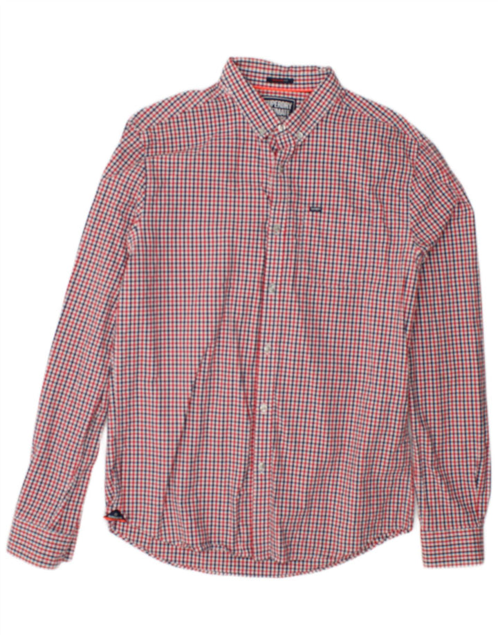 Camisa masculina SUPERDRY grande xadrez vermelho algodão