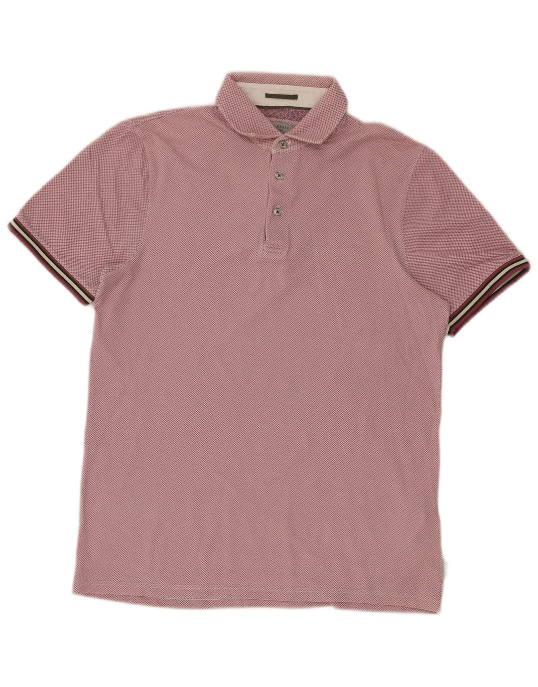 Camisa polo masculina Ted Baker tamanho 2 pequeno algodão manchado rosa