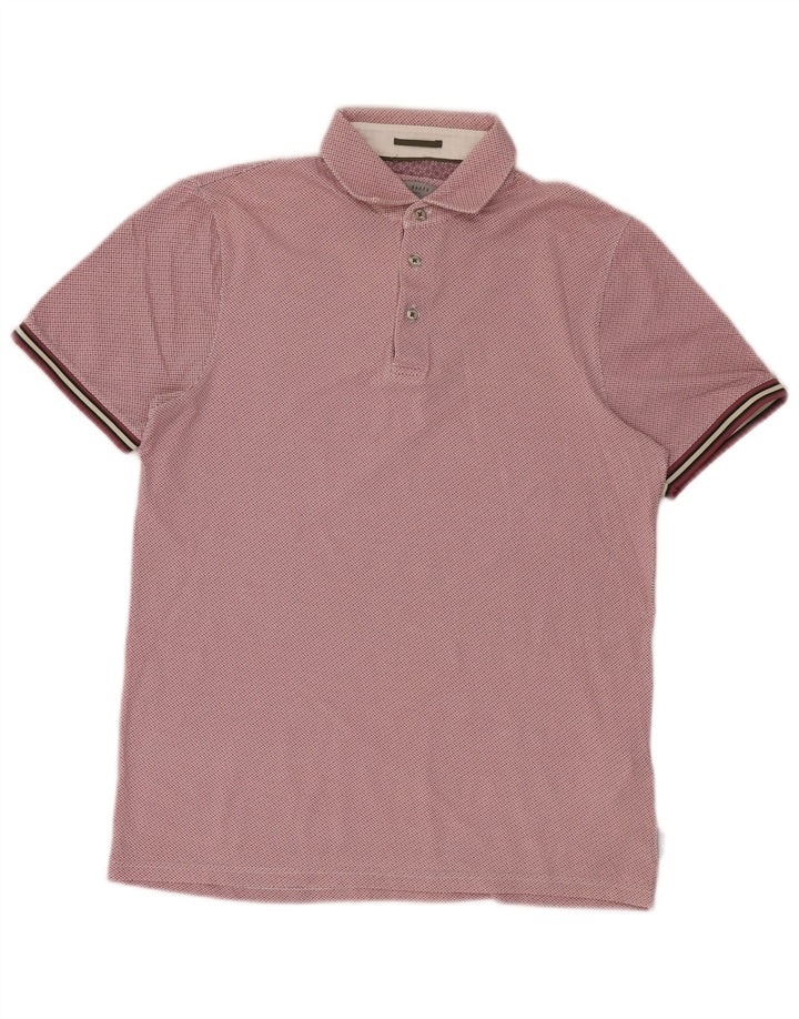 Camisa polo masculina Ted Baker tamanho 2 pequeno algodão manchado rosa
