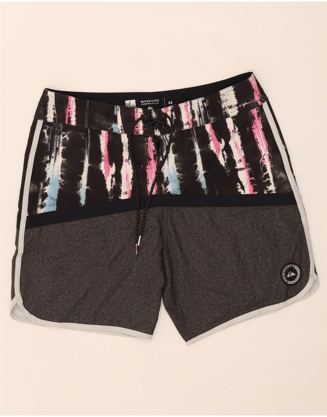 Shorts de natação masculino Quiksilver cinza médio tie-dye poliéster