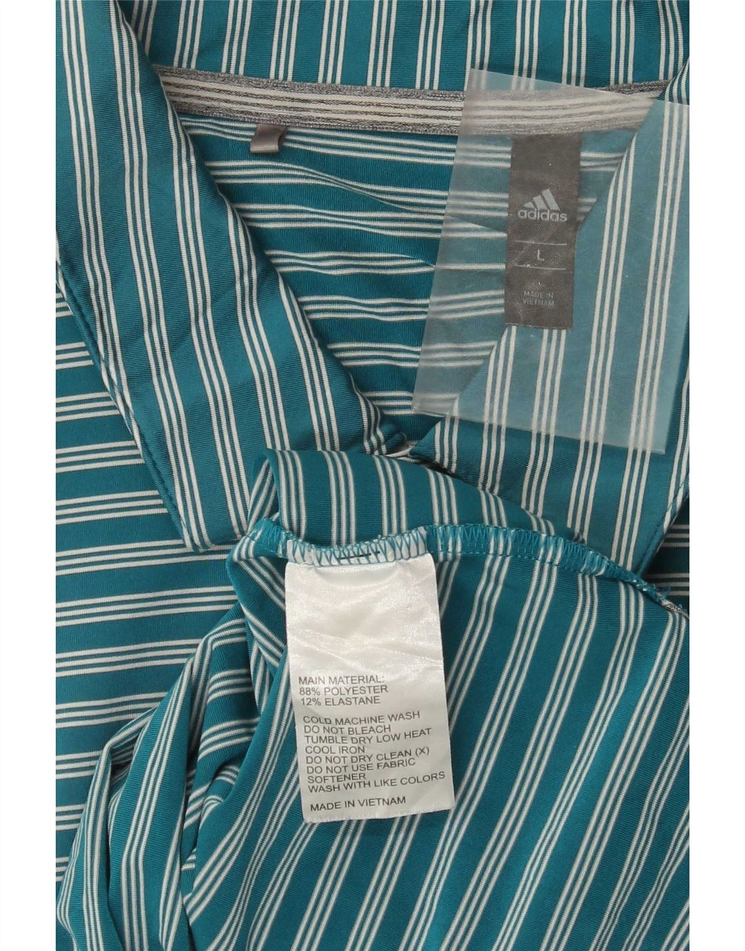 Camisa polo masculina Adidas grande poliéster listrado azul