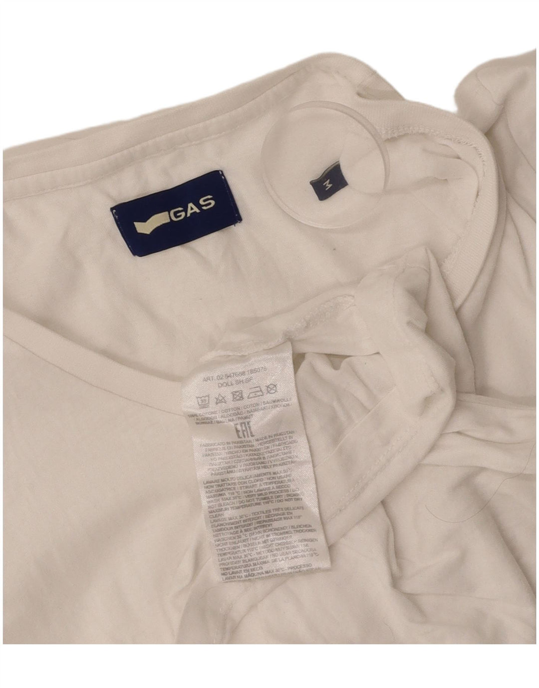 Camiseta feminina GAS UK 12 algodão branco médio