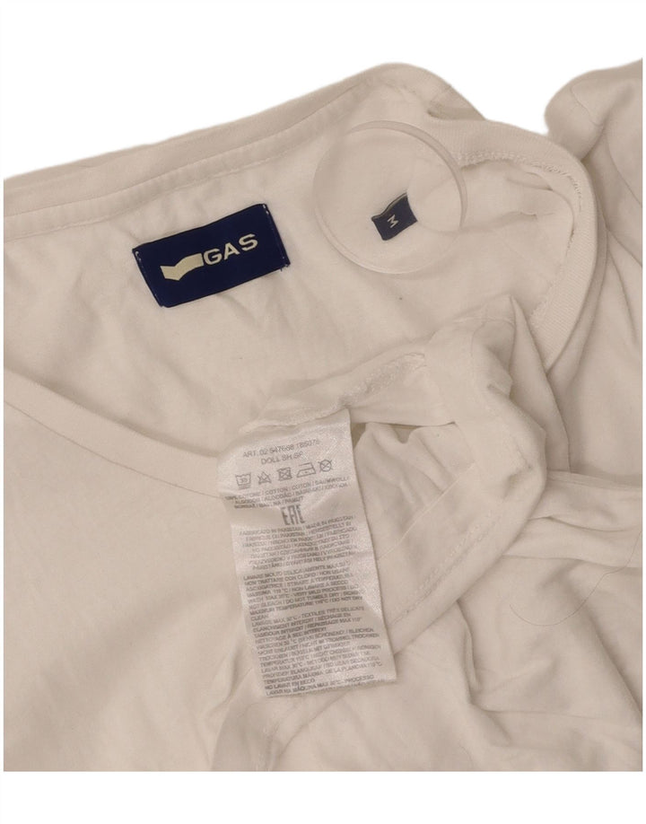 Camiseta feminina GAS UK 12 algodão branco médio