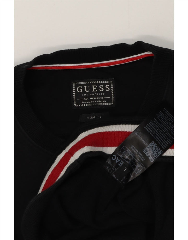Suéter de moletom masculino GUESS Slim Fit UK 40 bloco colorido preto médio
