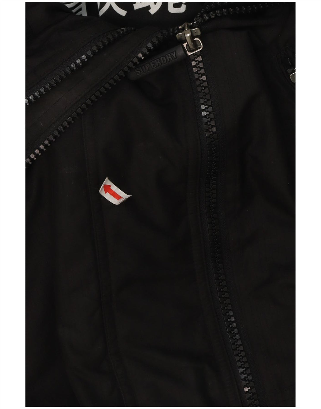 Jaqueta corta-vento masculina Superdry com capuz Reino Unido 36 poliéster preto pequeno